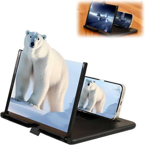 Screen Magnifier Version,3D HD Mobile Phone Magnifier Projector Screen Enlarger for Movies, Videos, and Gaming,Foldable Cell Phone Stand with Screen Amplifier,Supports All Smartphones (Black, 12inch) in Saudi Arabia