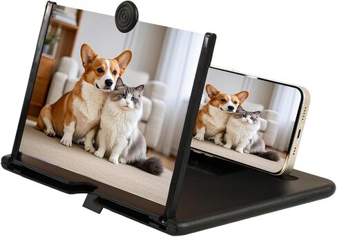 Screen Magnifier Version,3D HD Mobile Phone Magnifier Projector Screen Enlarger for Movies, Videos, and Gaming,Foldable Cell Phone Stand with Screen Amplifier,Supports All Smartphones (Black, 12inch) in Saudi Arabia