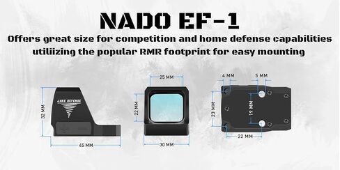NADO EF-1، نظام Motion Shake Awake متعدد الشبيكات لبصمة قطع RMR، ومنظار نقطة حمراء مقاوم للصدمات ومقاوم للماء، بصريات منعكسة مفتوحة مع قاعدة Picatinny. in Saudi Arabia