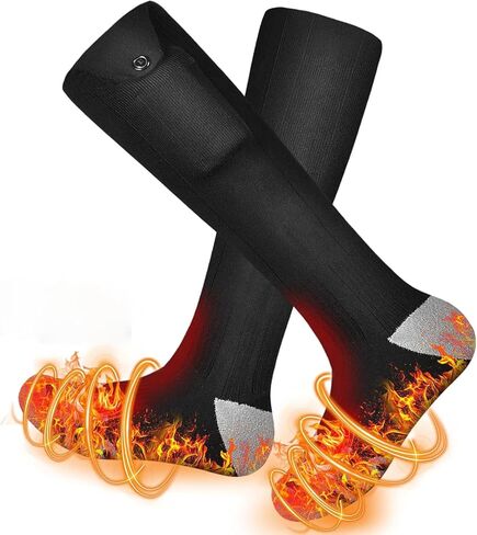 جوارب ساخنة للرجال والنساء، حل 2025-5 فولت لأصابع القدم الباردة 5000 مللي أمبير في الساعة جوارب قابلة لإعادة الشحن، مناسبة للتزلج والرياضة والخارج والصيد والتخييم والدراجات النارية (8-15USA) in Kuwait