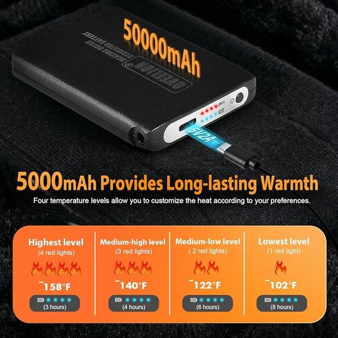 جوارب ساخنة للرجال والنساء، حل 2025-5 فولت لأصابع القدم الباردة 5000 مللي أمبير في الساعة جوارب قابلة لإعادة الشحن، مناسبة للتزلج والرياضة والخارج والصيد والتخييم والدراجات النارية (8-15USA) in Kuwait