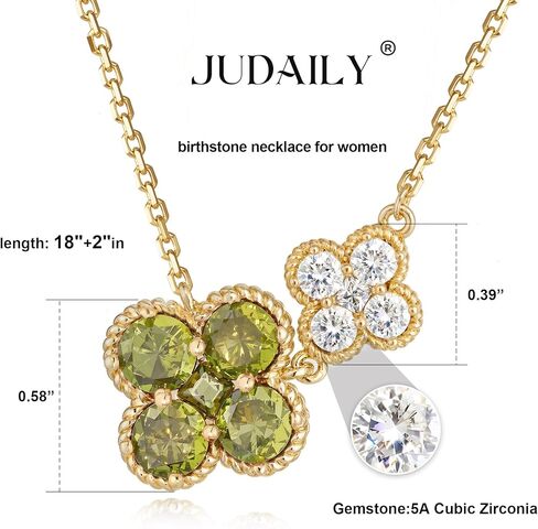 قلادة ذهبية للنساء قلادة جوهرة الميلاد للنساء 14 قيراط مطلية بالذهب داينتي أربع أوراق البرسيم مكعب زركونيا قلادة زهرة قلادة الذهب والمجوهرات هدية للنساء in Kuwait