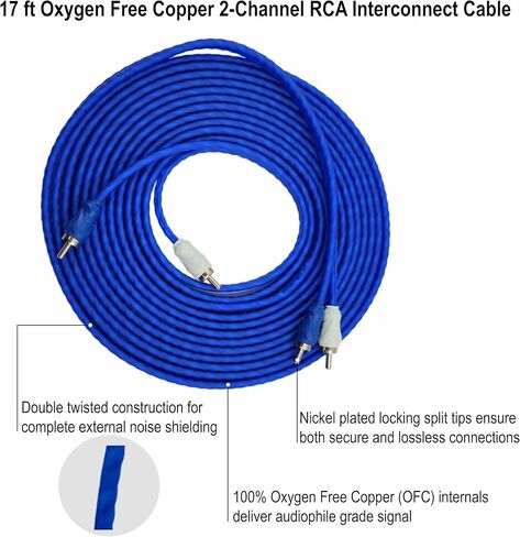 طقم أسلاك مضخم صوت كامل من النحاس CCA 4 قياس 1200 وات | كابل 4 AWG للسيارات والدراجات النارية ومضخم الصوت وتثبيته (بما في ذلك كابل أرضي للطاقة ومكبر الصوت RCA وسلك التحكم عن بعد) in Kuwait