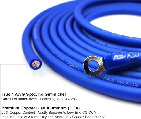 4 AWG CCA Copper 1200 W Cable Car Audio Amp Wire Kit for Amplifier Wiring | True Spec Automotive Vehicle Aftermarket Subwoofer Stereo Installation Kits, incl Power Ground Cable RCA Speaker Remote Wires in Saudi Arabia