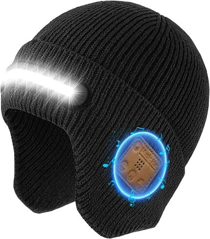 قبعة صغيرة بلوتوث مع ضوء، قبعة صغيرة LED قابلة لإعادة الشحن، قبعة موسيقية، 3 أوضاع إضاءة، أنشطة ليلية، هدايا للرجال والنساء (للجنسين) باللون الأسود in Kuwait
