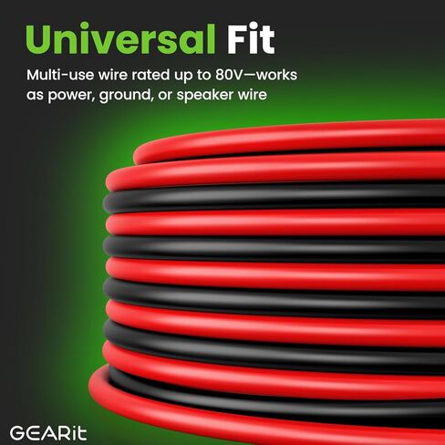 سلك GEARit ذو 12 مقياسًا (150 قدمًا لكل منهما - أسود/أحمر) من الألومنيوم المطلي بالنحاس CCA - طاقة السيارة الأساسية/الأرض لكابل البطارية، صوت السيارة، سرج المقطورة، كهربائي - 300 قدم إجمالي سلك 12 جيجا AWG in Saudi Arabia