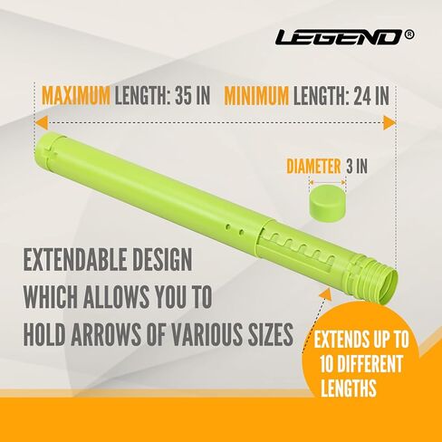 حافظة أنبوبية من Legend Arrow - حامل قابل للتعديل للصيد وإطلاق النار على الأهداف - تصميم قابل للتمديد - تتضمن فواصل واقية من إسفنج EVA - مخزن للرماية لـ 12 سهمًا من الكربون in Kuwait