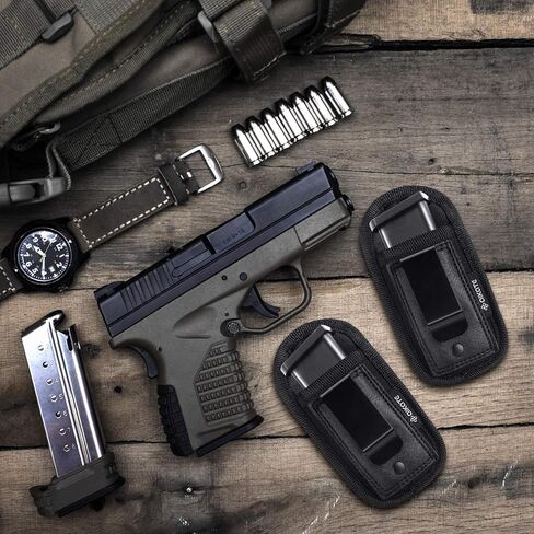2 حزمة مجلة عالمية IWB الحقيبة المخفية تحمل 9 مم .40 .45 .380 .357، ماج الحافظة لS & W M & P Sig Sauer Ruger Glock، يناسب أي 7 10 15 مقاطع مستديرة جميع المسدسات، مسدس ذخيرة مسدس الذخيرة الحافظات in Kuwait