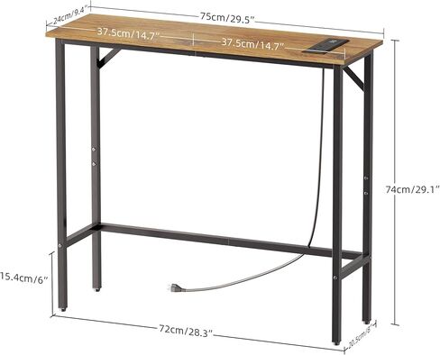 Narrow Console Table with Led Light and Charging Station，29.5" Small Entryway Table，Display Table，Entryway Hallway Thin Sofa Table Behind Sofa, Small Spaces, Living Room, Gray in Kuwait