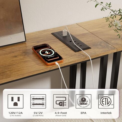 Narrow Console Table with Led Light and Charging Station，29.5" Small Entryway Table，Display Table，Entryway Hallway Thin Sofa Table Behind Sofa, Small Spaces, Living Room, Gray in Kuwait