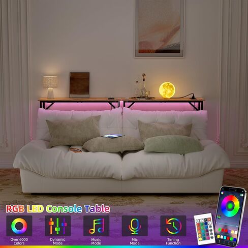 Narrow Console Table with Led Light and Charging Station，29.5" Small Entryway Table，Display Table，Entryway Hallway Thin Sofa Table Behind Sofa, Small Spaces, Living Room, Gray in Kuwait