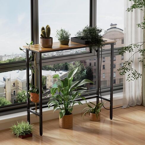 Narrow Console Table with Led Light and Charging Station，29.5" Small Entryway Table，Display Table，Entryway Hallway Thin Sofa Table Behind Sofa, Small Spaces, Living Room, Gray in Kuwait