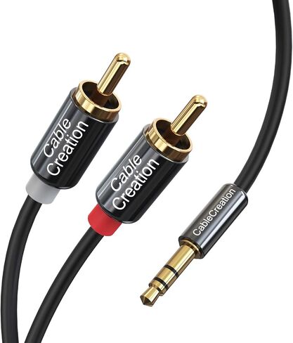 CableCreation RCA to 3.5mm Cable 6.6FT, 3.5mm Male to 2RCA Male Stereo Y Splitter HiFi Sound Audio Cord Compatible with Echo Dot, Smartphone, MP3, Tablet, Stereo Receiver, Car, Speaker, HDTV in Saudi Arabia
