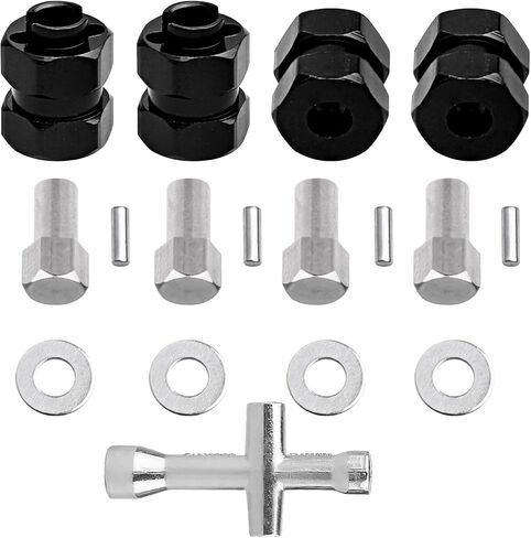 AllinRC Extended Wheel Hubs 7mm Hex Extension & Cross Wrench Upgrades for Axial SCX24 1/24 RC Crawler Car (Red) in Saudi Arabia