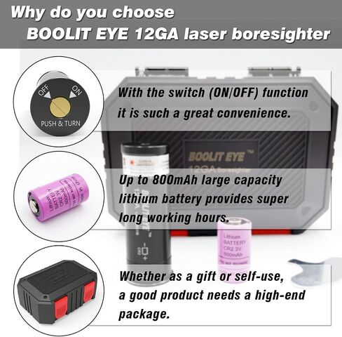 يأتي جهاز Boresighter بالليزر باللون الأحمر/الأخضر 12GA مزودًا بمفتاح وبطارية ذات سعة كبيرة in Saudi Arabia