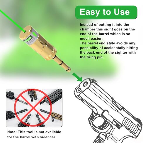 Laser Bore Sight for .22LR/223/.17HMR/.177 Cal/ 9MM/.38SPL/.380 Cal, End Barrel Bore Laser Boresighter with Switch Function Easy to Use in Saudi Arabia