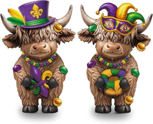 Thyle 2 Pcs Halloween Highland Cow Figurines Pumpkin Skull Candy Corn Highland Cow Gnomes Scottish Resin Statue Calf Lovers Gifts for Halloween Home Garden Kitchen Office Tiered Tray Table Decor in Saudi Arabia