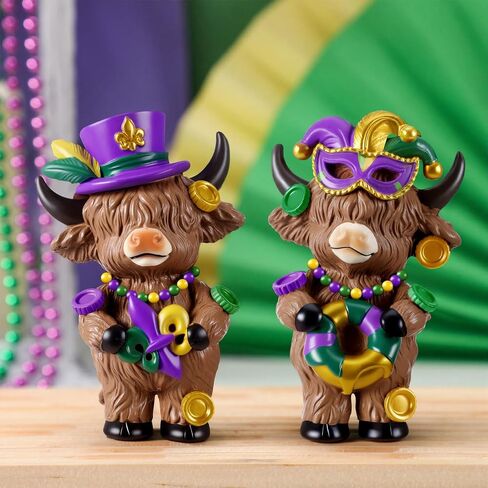 Thyle 2 Pcs Halloween Highland Cow Figurines Pumpkin Skull Candy Corn Highland Cow Gnomes Scottish Resin Statue Calf Lovers Gifts for Halloween Home Garden Kitchen Office Tiered Tray Table Decor in Saudi Arabia
