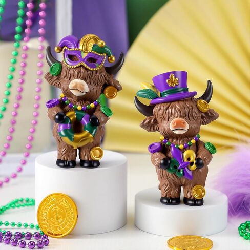 Thyle 2 Pcs Halloween Highland Cow Figurines Pumpkin Skull Candy Corn Highland Cow Gnomes Scottish Resin Statue Calf Lovers Gifts for Halloween Home Garden Kitchen Office Tiered Tray Table Decor in Saudi Arabia