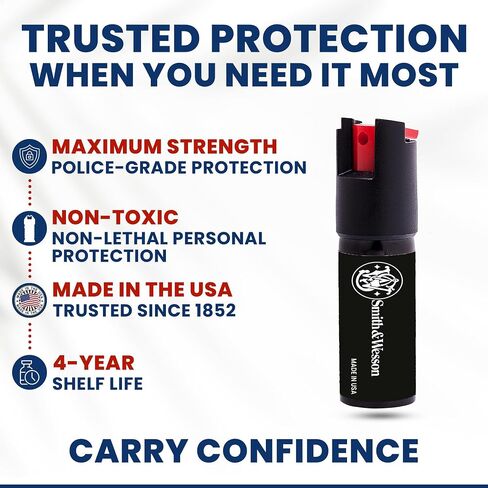 Smith & Wesson Pepper Shield Quick Release Large Pepper Spray for Women – Police Strength Self-Defense Spray in Saudi Arabia