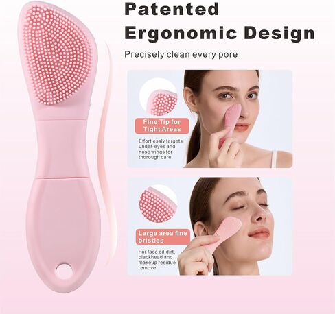 فرشاة تنظيف الوجه من السيليكون من HieerBus، فرشاة تنظيف الوجه، فرش غسل الوجه اليدوية من السيليكون، وسادة تقشير لطيفة وتدليك للعناية بالبشرة للرجال والنساء، تنظيف وتقشير، أسود + أرجواني in Kuwait