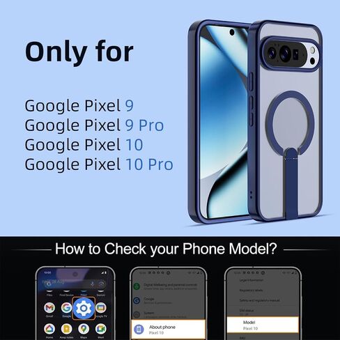 حافظة Jelanry مغناطيسية لهاتف Google Pixel 9/9 Pro & Pixel 10/10 Pro مع حامل (متوافقة مع MagSafe)، غطاء خلفي مضاد لبصمات الأصابع، حافظة هاتف بمسند شفاف ومضاد للصدمات (6.3 بوصة)، أسود in Kuwait
