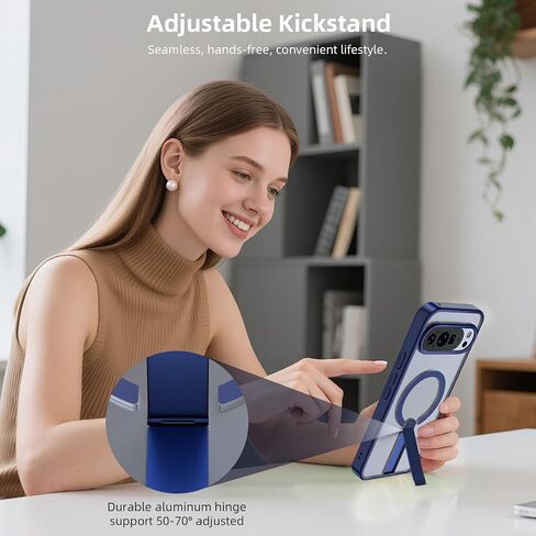 حافظة Jelanry مغناطيسية لهاتف Google Pixel 9/9 Pro & Pixel 10/10 Pro مع حامل (متوافقة مع MagSafe)، غطاء خلفي مضاد لبصمات الأصابع، حافظة هاتف بمسند شفاف ومضاد للصدمات (6.3 بوصة)، أسود in Kuwait