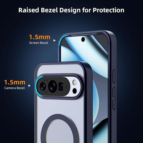 حافظة Jelanry مغناطيسية لهاتف Google Pixel 9/9 Pro & Pixel 10/10 Pro مع حامل (متوافقة مع MagSafe)، غطاء خلفي مضاد لبصمات الأصابع، حافظة هاتف بمسند شفاف ومضاد للصدمات (6.3 بوصة)، أسود in Kuwait