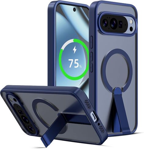 حافظة Jelanry مغناطيسية لهاتف Google Pixel 9/9 Pro & Pixel 10/10 Pro مع حامل (متوافقة مع MagSafe)، غطاء خلفي مضاد لبصمات الأصابع، حافظة هاتف بمسند شفاف ومضاد للصدمات (6.3 بوصة)، أسود in Kuwait