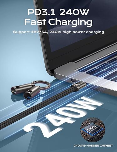 Phone Lanyard Crossbody USB C Cable, PD240W USB C to USB C Cables, Anti Theft Phone Strap Universal Cell Phone Neck lanyard for iPhone/Samsung/Android Phones(Black/3.93ft) in Saudi Arabia