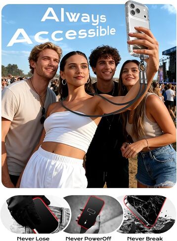 Phone Lanyard Crossbody USB C Cable, PD240W USB C to USB C Cables, Anti Theft Phone Strap Universal Cell Phone Neck lanyard for iPhone/Samsung/Android Phones(Black/3.93ft) in Saudi Arabia
