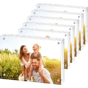 Fixwal 4x6 Picture Frame, 6 Pack Acrylic Frames, Clear Double Sided Photo Frame with Magnetic Desktop in Saudi Arabia