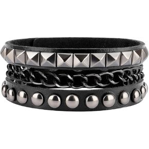 سوار جلدي مرصع للرجال والنساء - إكسسوارات البانك والقوطية والجرونج - 3 عبوات in Kuwait