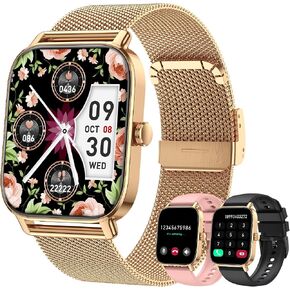 Smart Watch for Women Fitness Tracker: Gold Make Answer Call Waterproof Running Smartwatch Android Phone iPhone Samsung Compatible Digital Mens Watches Pedometer Step Tracker Heart Rate Monitor in Saudi Arabia