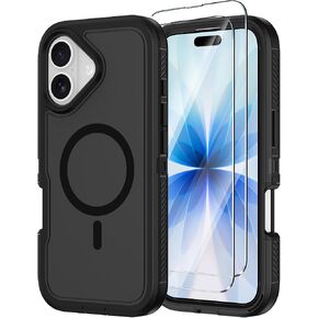 Annymall Magnetic for iPhone 17 Case [Compatible with MagSafe] Full-Body Rugged Heavy Duty Phone Cover with Screen Protector Shockproof Drop Protection for Apple 17 6.3" Purple/Clear in Saudi Arabia