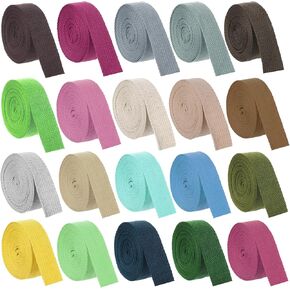 20 لفة من نسيج القطن بطول 65.6 ياردة و1 بوصة من نسيج القطن والبوليستر المختلط وأشرطة مقابض للحقائب من أجل إكسسوارات يدوية من القماش وحزام للحقائب والإكسسوارات الخارجية، 20 لونًا in Kuwait