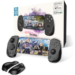 Serafim Gaming S3 Mobile Gaming Controller for iPhone 15/16/17 & Android Phones｜MFi Certified USB-C Gamepad with Hall Effect Joysticks Swappable Ergonomic Grips Stream & Record for PS Xbox Steam Games in Saudi Arabia