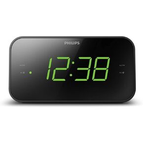 TAR3306/12 Philips Alarm Clock Radio with Headboard Display, Digital Radio with Dual Alarm, Sleep Timer and Snooze Function, Black with Display in Kuwait