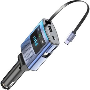 جهاز إرسال FM Deepfeel Bluetooth 5.3، شحن سريع [PD45W & QC3.0] ميكروفونات إرسال راديو FM، مفتاح الإضاءة، صوت HiFi Bass، شاشة LED للموسيقى اللاسلكية للاتصال بدون استخدام اليدين تدعم محرك USB/TF in Kuwait