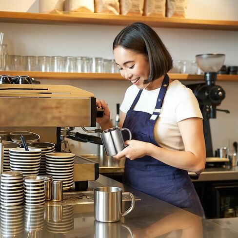 4 Packs Small Stainless Steel Coffee Mug, 7.5oz/220ml Metal Camping Coffee Mugs Unbreakable Tea Cups Portable Water Drinking Cups with Handle for Home Camp Travel Cold or Hot Drinks, Dishwasher Safe in Kuwait