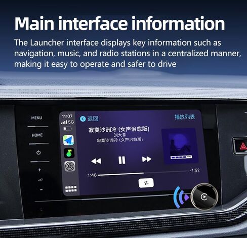 محول CarPaly وAndroid اللاسلكي - تحويل CarPlay السلكي من المصنع إلى قابس Dongle لتشغيل السيارة اللاسلكية، يعمل مع iPhone iOS 10+& Android 9+، كابلان متضمنان USB A إلى USB C & A (CB06) in Kuwait