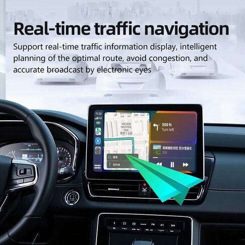 محول CarPaly وAndroid اللاسلكي - تحويل CarPlay السلكي من المصنع إلى قابس Dongle لتشغيل السيارة اللاسلكية، يعمل مع iPhone iOS 10+& Android 9+، كابلان متضمنان USB A إلى USB C & A (CB06) in Kuwait