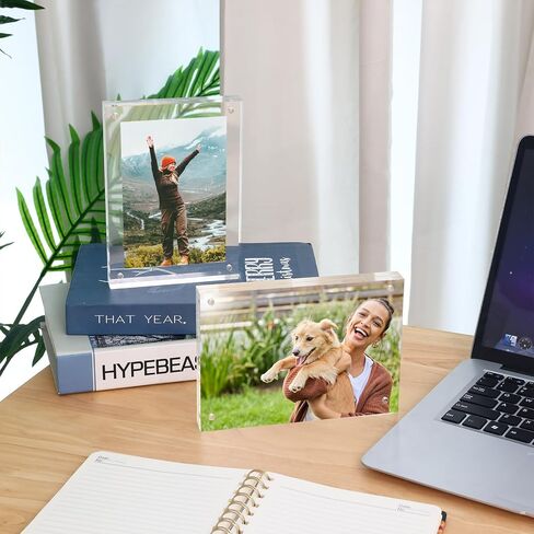 Fixwal 4x6 Picture Frame, 6 Pack Acrylic Frames, Clear Double Sided Photo Frame with Magnetic Desktop in Saudi Arabia