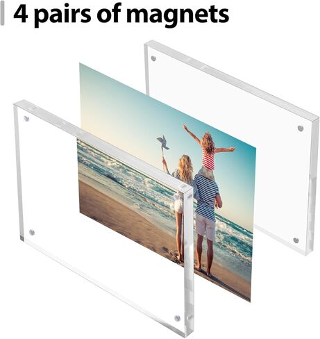 Fixwal 4x6 Picture Frame, 6 Pack Acrylic Frames, Clear Double Sided Photo Frame with Magnetic Desktop in Saudi Arabia