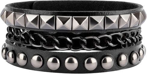 سوار جلدي مرصع للرجال والنساء - إكسسوارات البانك والقوطية والجرونج - 3 عبوات in Kuwait