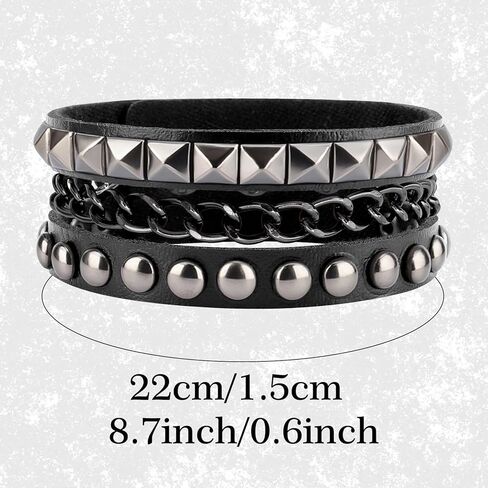 سوار جلدي مرصع للرجال والنساء - إكسسوارات البانك والقوطية والجرونج - 3 عبوات in Kuwait