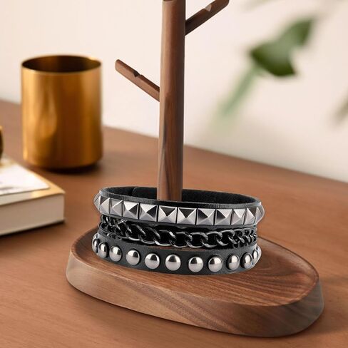 سوار جلدي مرصع للرجال والنساء - إكسسوارات البانك والقوطية والجرونج - 3 عبوات in Kuwait