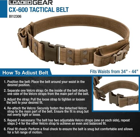 حزام Barska Loaded Gear التكتيكي - قابل للتعديل للخدمة الشاقة 34-44 بوصة مع أكياس قابلة للإزالة للاستخدام في الهواء الطلق in Saudi Arabia