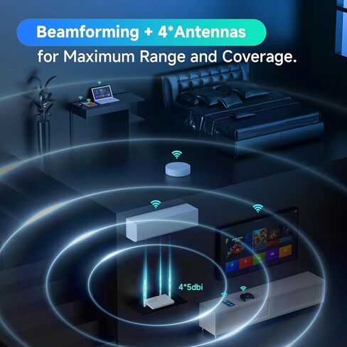 راوتر واي فاي DBIT N300 2.4 جيجا هرتز مع جهاز توجيه الإنترنت لوضع مكرر لاسلكي WISP للمنزل الذكي - شبكة الضيوف، التحكم في الوصول إلى الإنترنت، حد السرعة، WPA2، جدول WLAN، WPS، IPTV، إعداد سهل (T1 Pro) in Kuwait