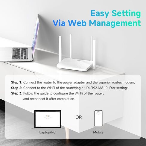 راوتر واي فاي DBIT N300 2.4 جيجا هرتز مع جهاز توجيه الإنترنت لوضع مكرر لاسلكي WISP للمنزل الذكي - شبكة الضيوف، التحكم في الوصول إلى الإنترنت، حد السرعة، WPA2، جدول WLAN، WPS، IPTV، إعداد سهل (T1 Pro) in Kuwait